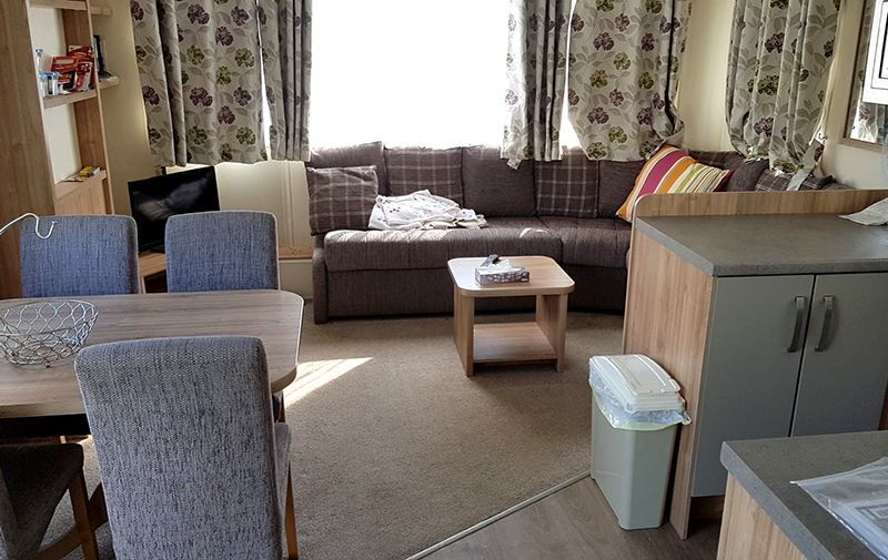 Inside the Willerby Rio Premier caravan for sale at Studfold